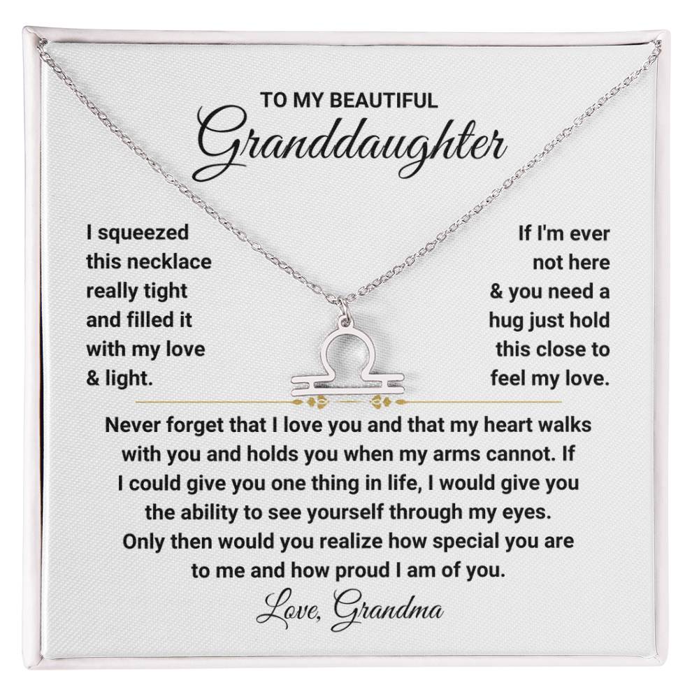 To My Granddaughter Gift from Grandma, My Heart Walks With You - Zodiac Symbol Necklace