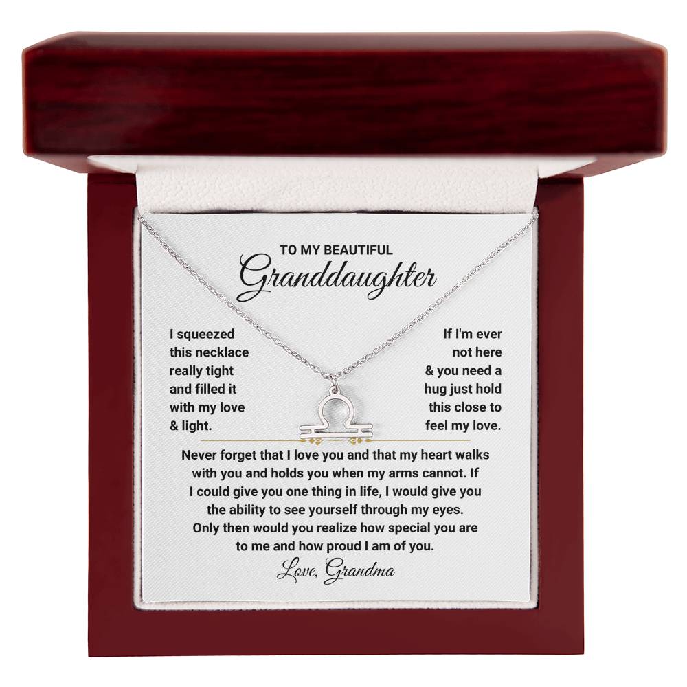 To My Granddaughter Gift from Grandma, My Heart Walks With You - Zodiac Symbol Necklace