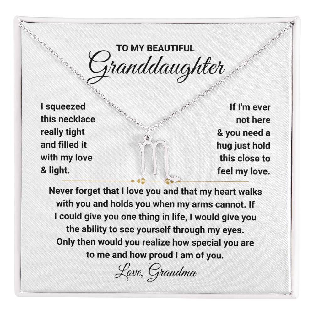 To My Granddaughter Gift from Grandma, My Heart Walks With You - Zodiac Symbol Necklace