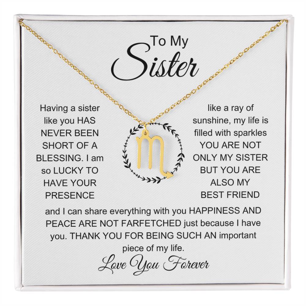 Present For Sister, Zodiac Name Necklace For Her