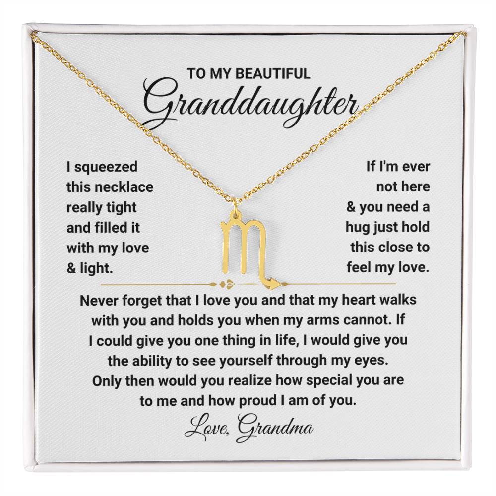 To My Granddaughter Gift from Grandma, My Heart Walks With You - Zodiac Symbol Necklace