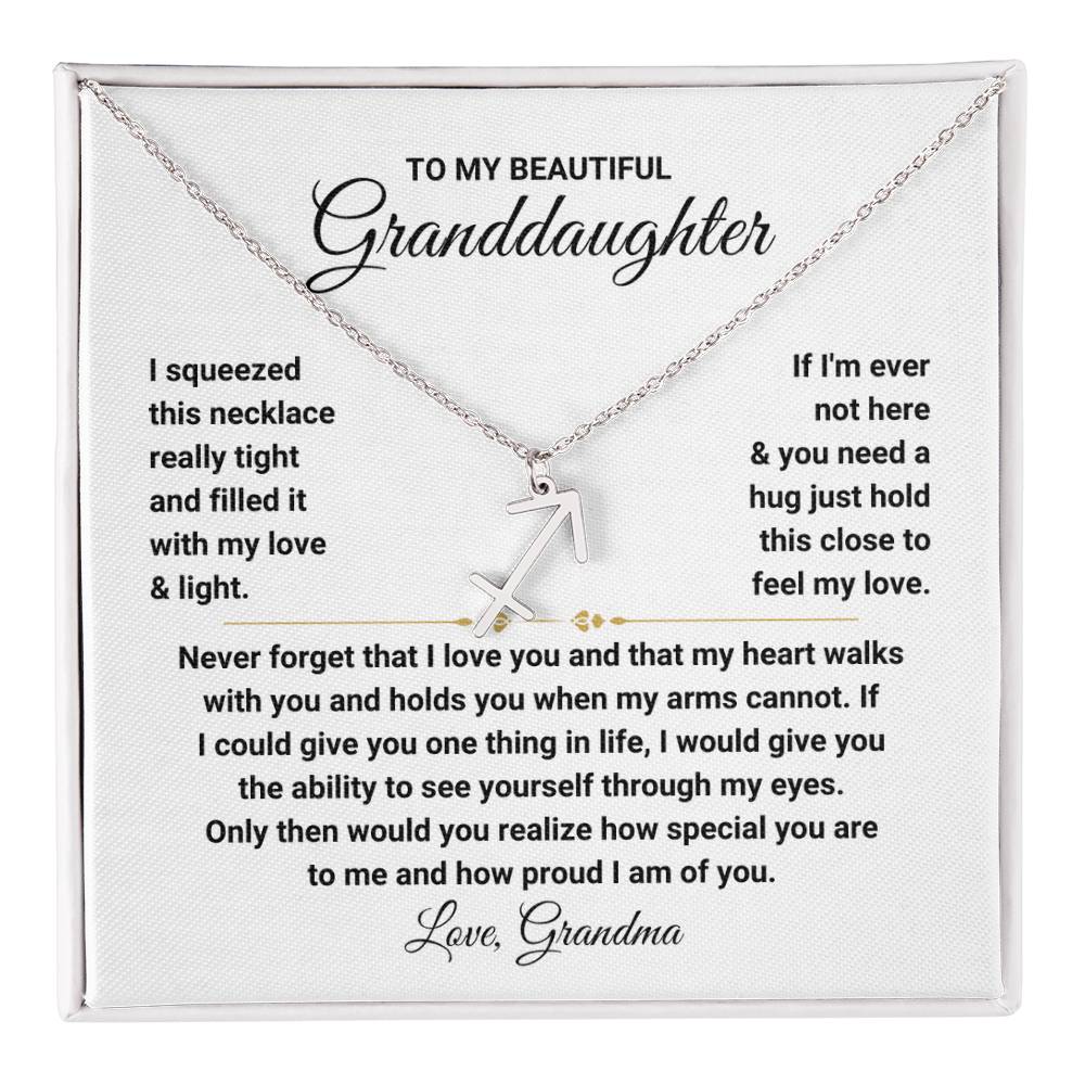 To My Granddaughter Gift from Grandma, My Heart Walks With You - Zodiac Symbol Necklace