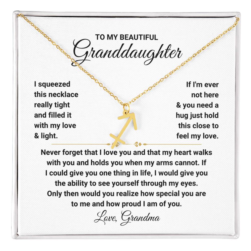 To My Granddaughter Gift from Grandma, My Heart Walks With You - Zodiac Symbol Necklace