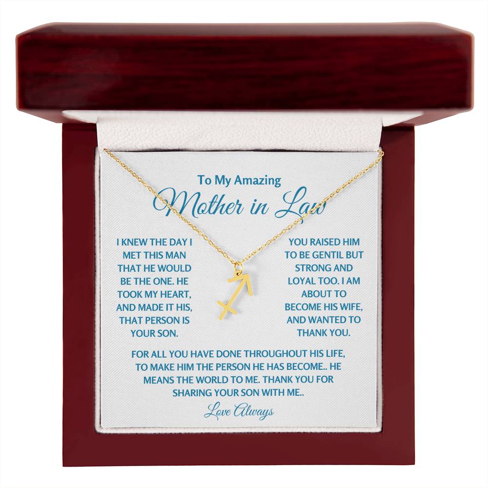 Mother In Law Jewelry Gift - Sagittarius Gold with luxury box