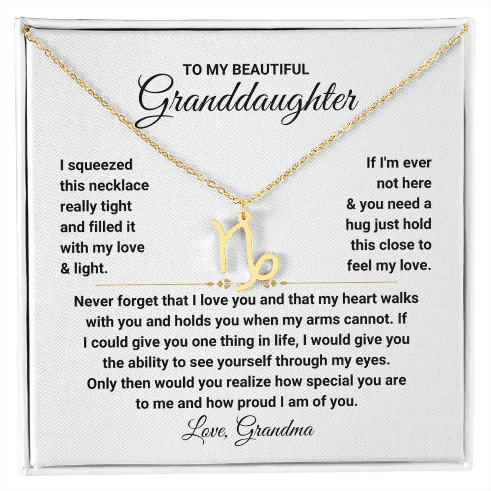 To My Granddaughter Gift from Grandma, My Heart Walks With You - Zodiac Symbol Necklace