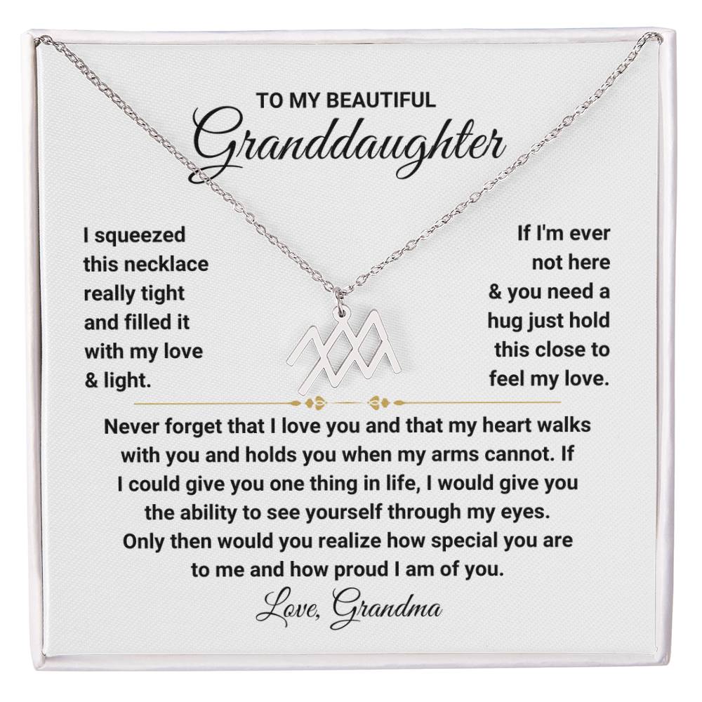 To My Granddaughter Gift from Grandma, My Heart Walks With You - Zodiac Symbol Necklace