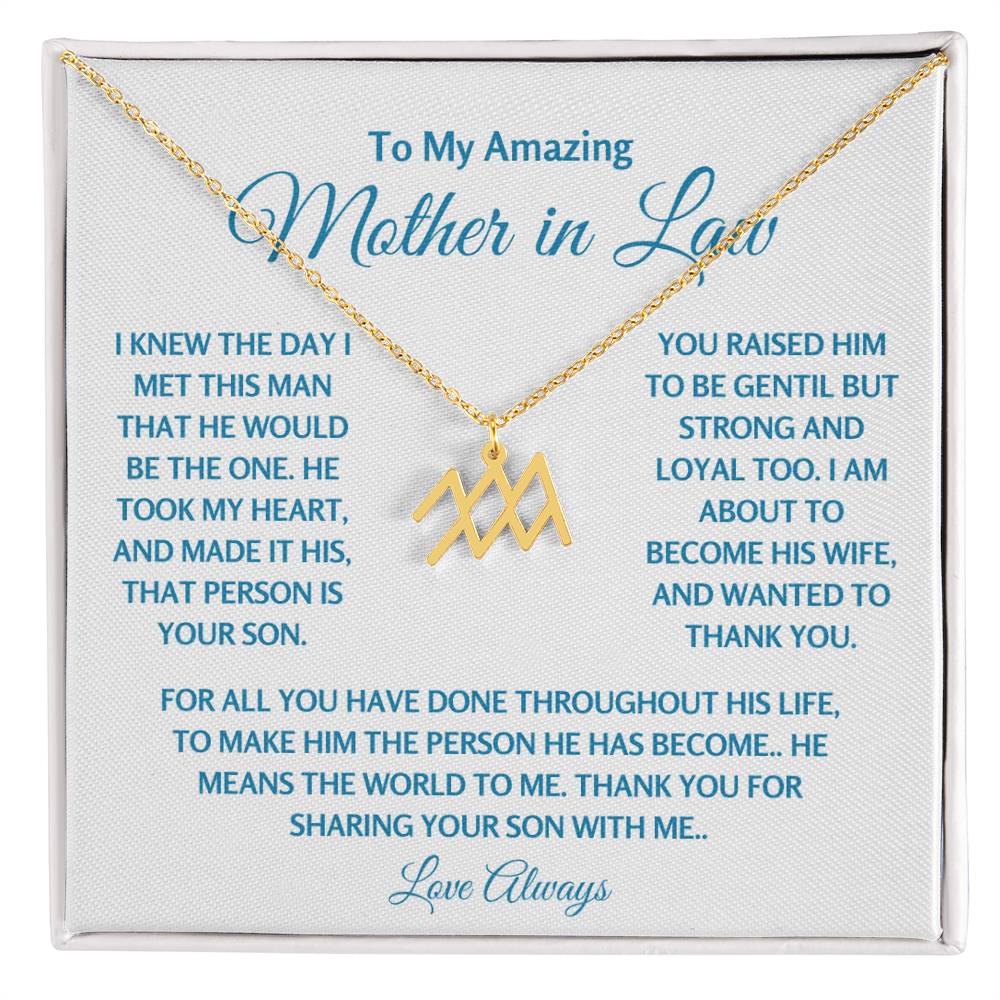 Mother In Law Jewelry Gift - Aquarius Gold