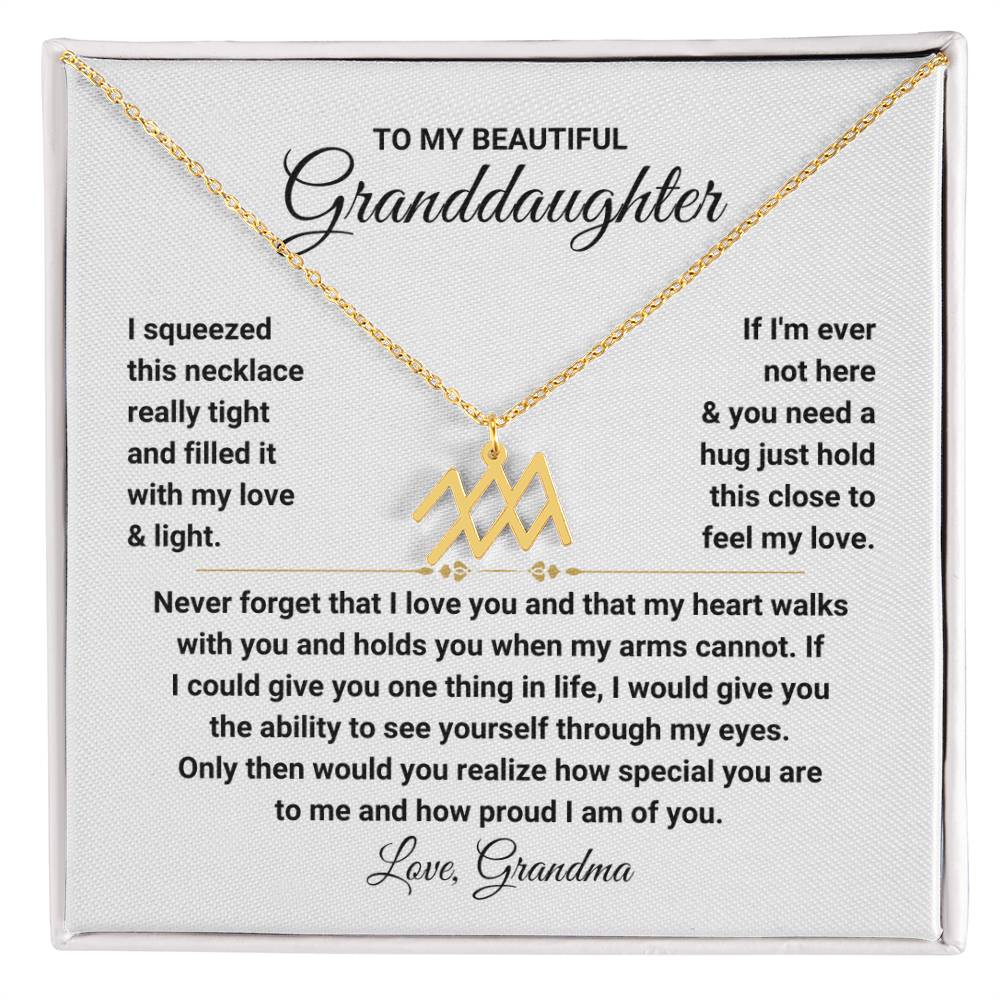 To My Granddaughter Gift from Grandma, My Heart Walks With You - Zodiac Symbol Necklace