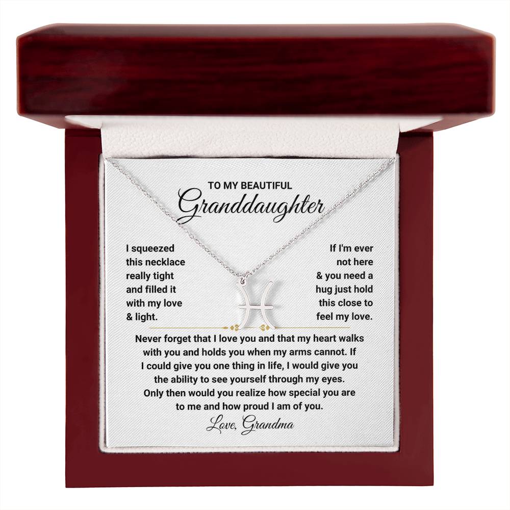 To My Granddaughter Gift from Grandma, My Heart Walks With You - Zodiac Symbol Necklace