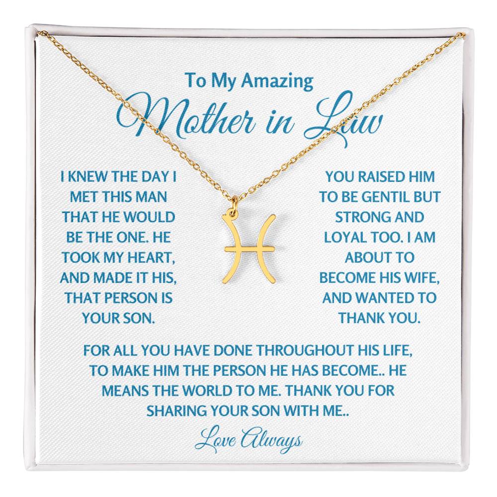 Mother In Law Jewelry Gift - Pisces Gold