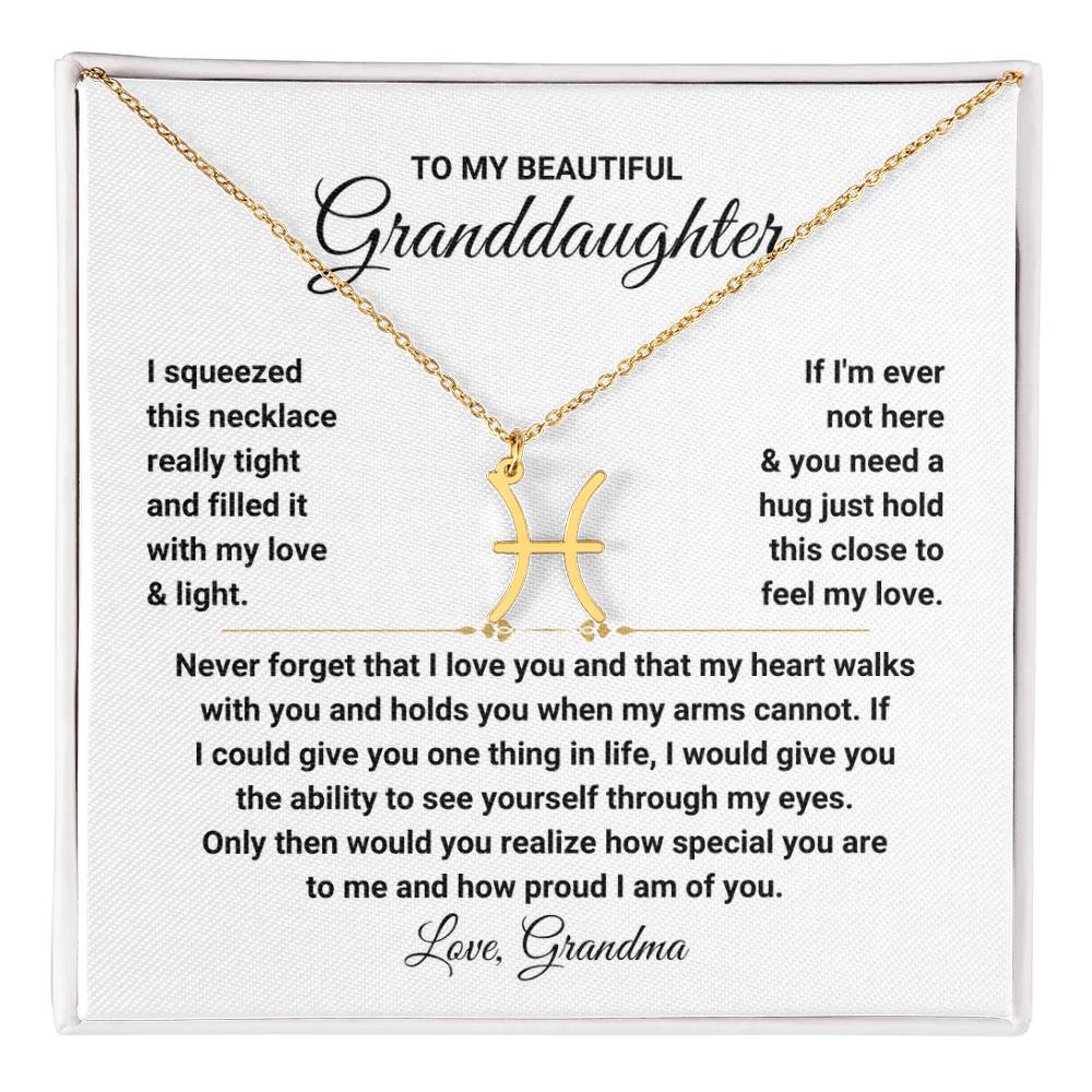 To My Granddaughter Gift from Grandma, My Heart Walks With You - Zodiac Symbol Necklace