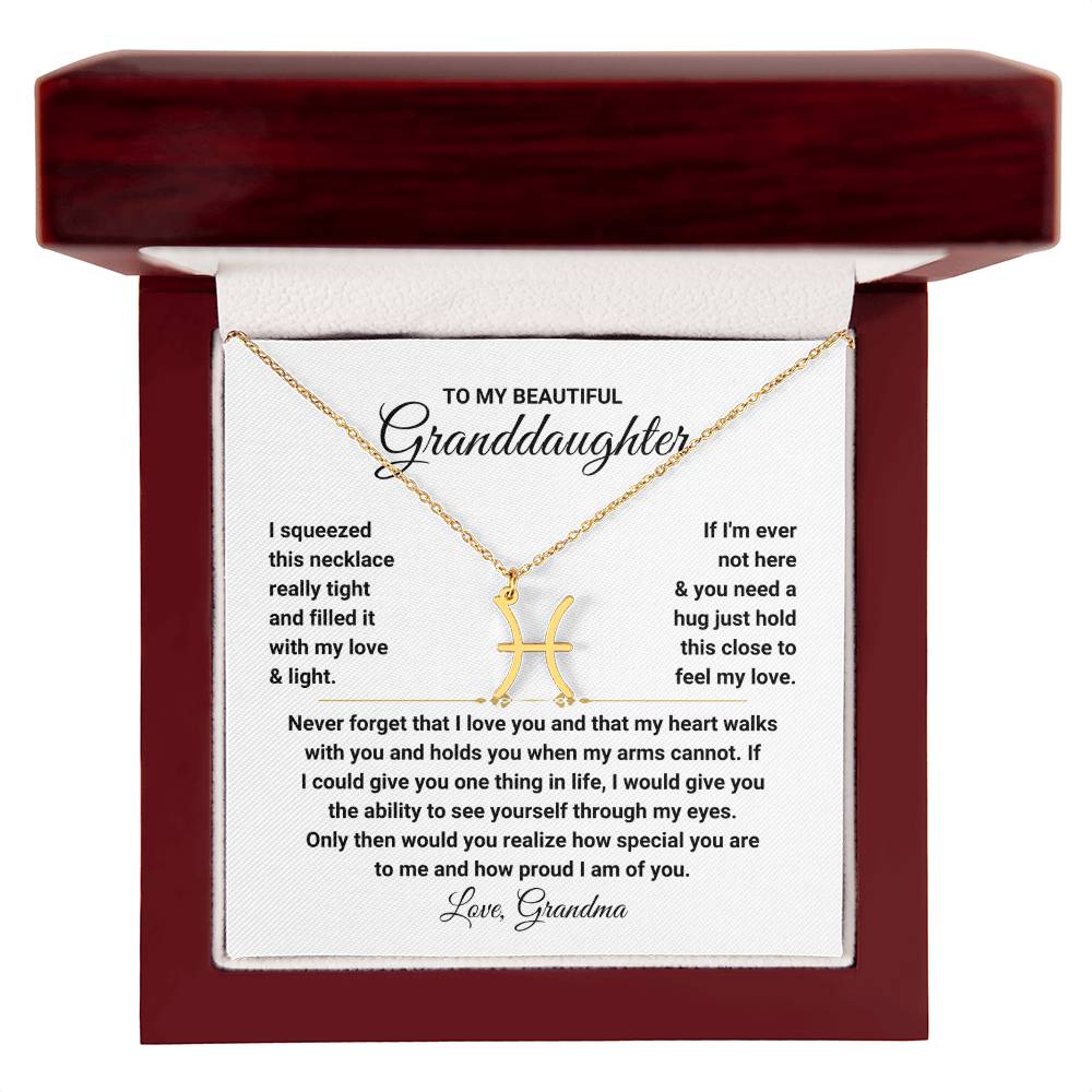 To My Granddaughter Gift from Grandma, My Heart Walks With You - Zodiac Symbol Necklace