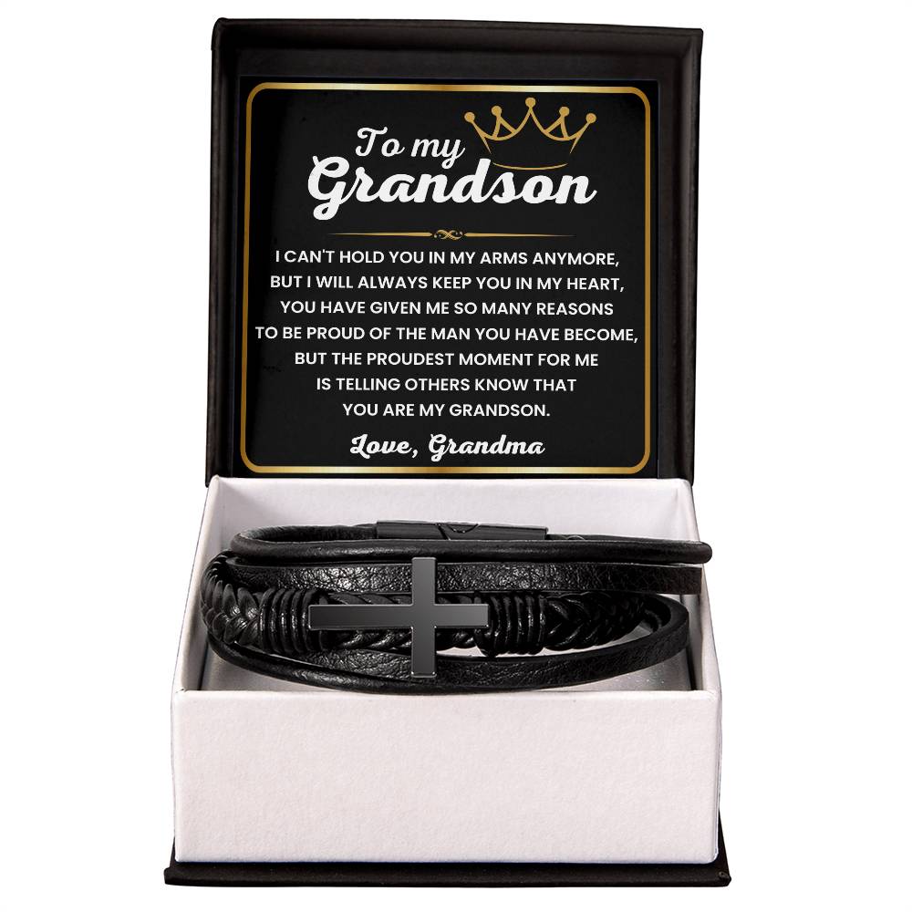 Sentimental cross bracelet gift from grandma to grandson