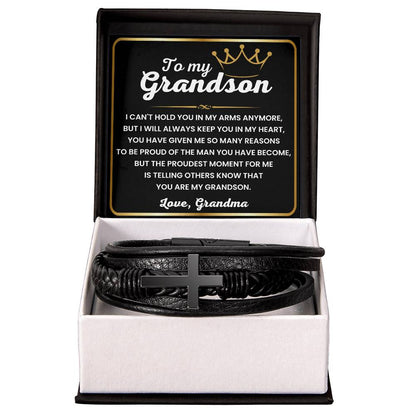 Sentimental cross bracelet gift from grandma to grandson