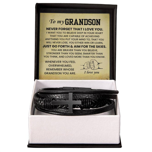 Grandson Cross Leather Bracelet