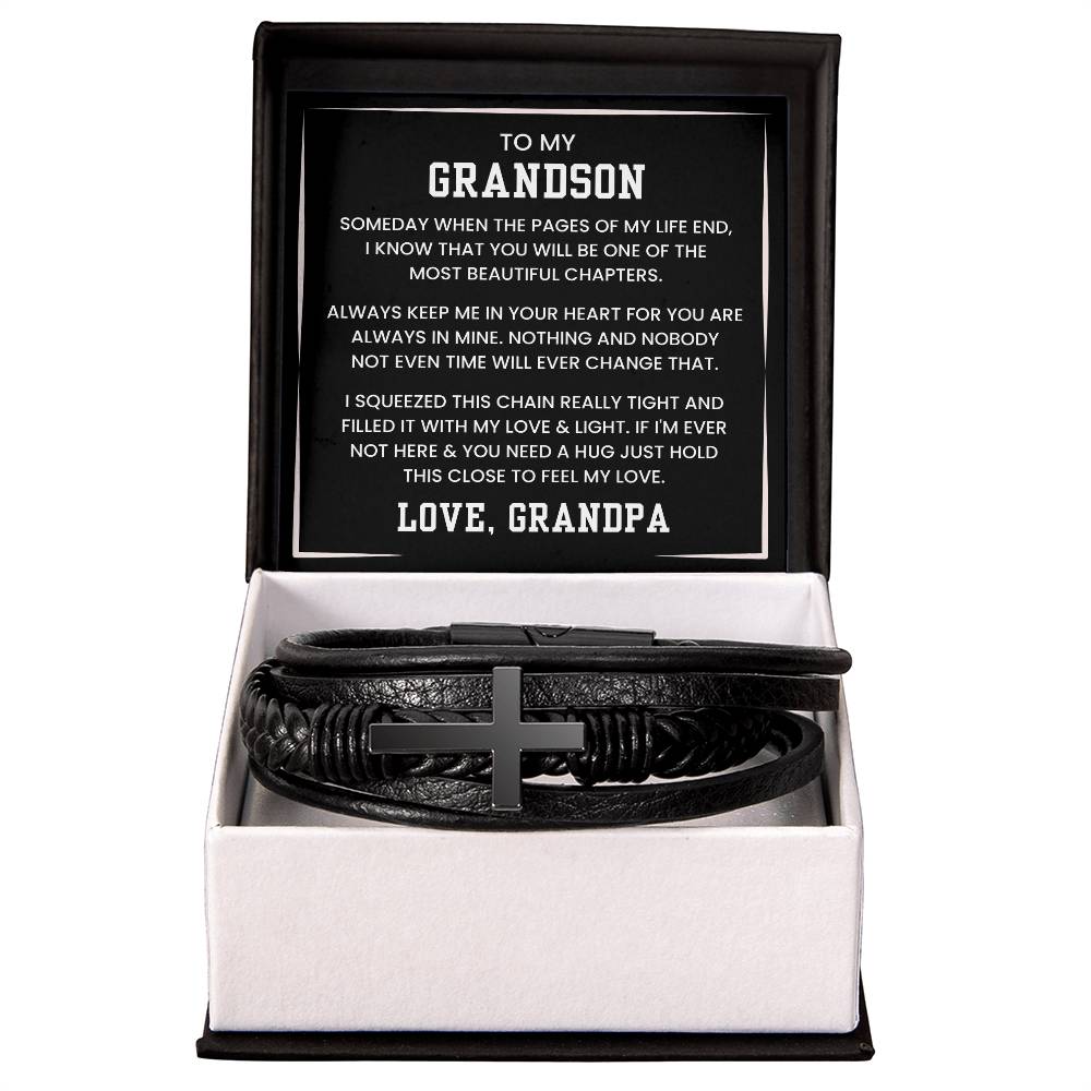 Grandson Cross Leather Bracelet