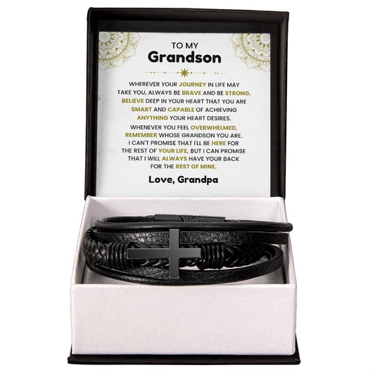 Heartfelt Present from Grandpa - Grandson Cross Bracelet