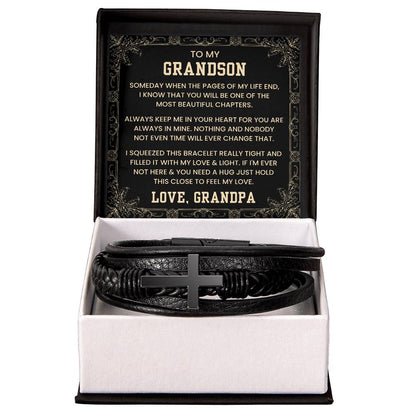 Grandson Cross Leather Bracelet