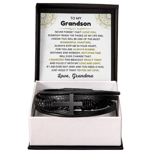 Sentimental Grandson Gift from Grandma - Cross Bracelet for Every Milestone