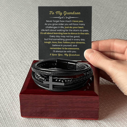 Vegan Leather Bracelet for Grandsons