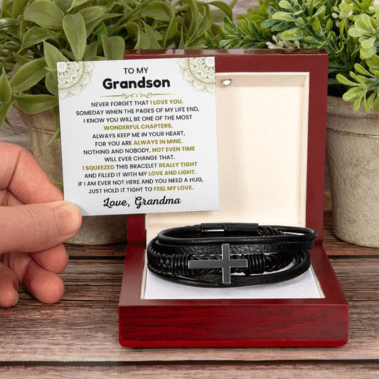 Sentimental Grandson Gift from Grandma - Cross Bracelet for Every Milestone