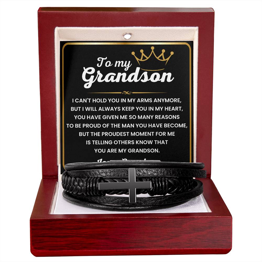 Cross Bracelet For Grandson From Grandma, Sentimental Gift For Birthday Baptism Christmas and Graduation