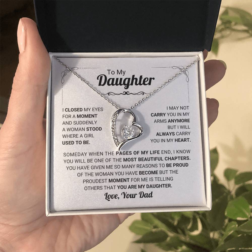 14k White Gold Finish Daughter Necklace