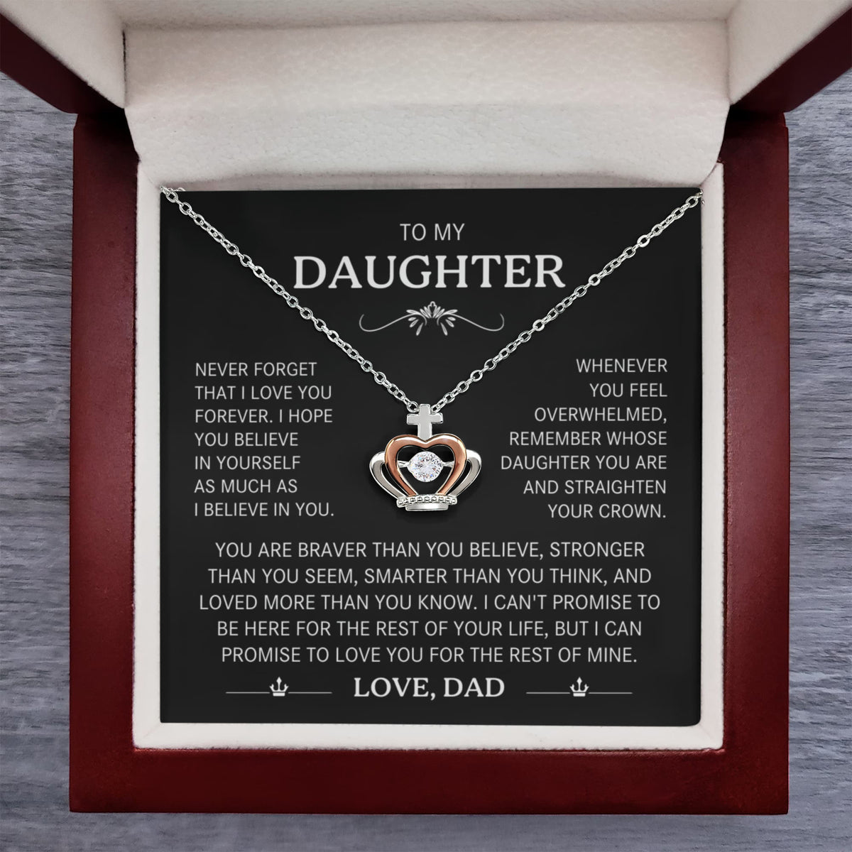To My Daughter - Straighten Your Crown Necklace