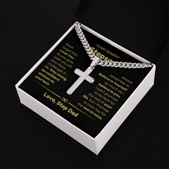 Cuban Link Cross Chain for Stepson | Faith-Inspired Jewelry Gift, To My Dearest Stepson
