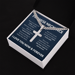 Custom Cross Pendant Necklace, Symbol of Love & Promise for Him, Promise Necklace, I Love you Now and Forever