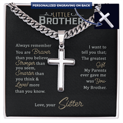 Brother Cross Necklace, Faith-Inspired Gift with Meaningful Message, To My Brother