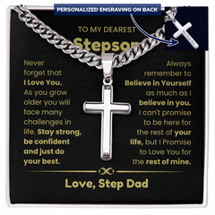 Cuban Link Cross Chain for Stepson | Faith-Inspired Jewelry Gift, To My Dearest Stepson