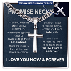 Custom Cross Pendant Necklace, Symbol of Love & Promise for Him, Promise Necklace, I Love you Now and Forever