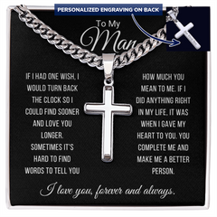 Gold Cuban Link Chain with Love Note, Sentimental Gift for Him, To My Man, I Love you Now and Forever