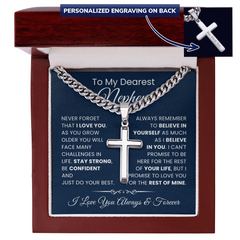 Cross Necklace for Nephew, Inspirational Gift of Faith & Love, To my Dearest Nephew