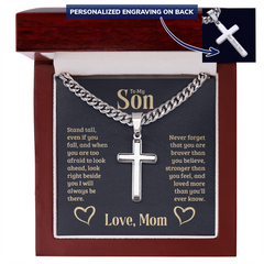 Personalized Cross Necklace for Son, Engraved Jewelry Gift for Birthday, Graduation, or Christmas, To My Son 1