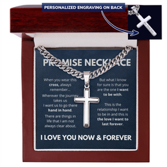 Custom Cross Pendant Necklace, Symbol of Love & Promise for Him, Promise Necklace, I Love you Now and Forever