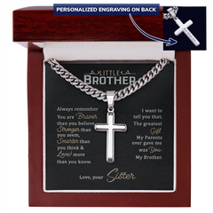 Brother Cross Necklace, Faith-Inspired Gift with Meaningful Message, To My Brother