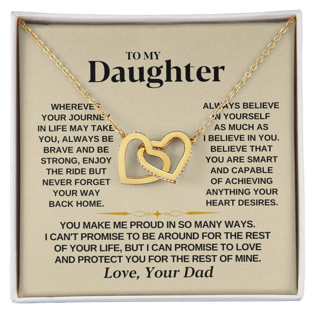 To My Beautiful Daughter Necklace - I Believe In You - Present for Daughter from Dad - Interlocking Hearts Necklace