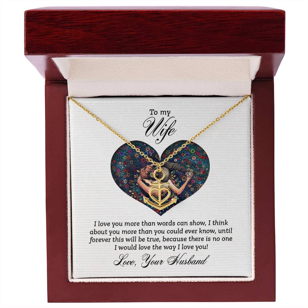 To My Wife Necklace - Romantic Keepsake Jewelry Gift from Husband for Special Days & Valentine’s Love - Anchor Pendant Necklace