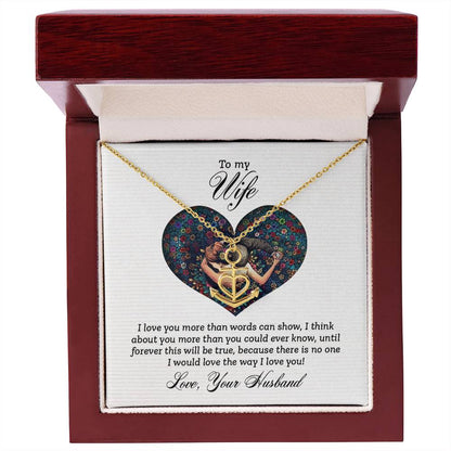 To My Wife Necklace - Romantic Keepsake Jewelry Gift from Husband for Special Days & Valentine’s Love - Anchor Pendant Necklace