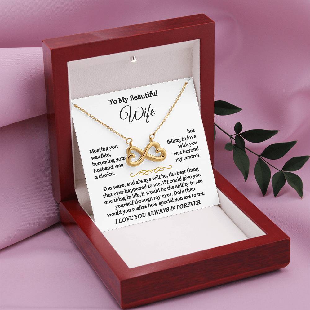 To My Wife Necklace - Emotional Husband to Wife Love Jewelry for Birthday, Valentine’s Day & Annual Celebrations - Endless Love Necklace