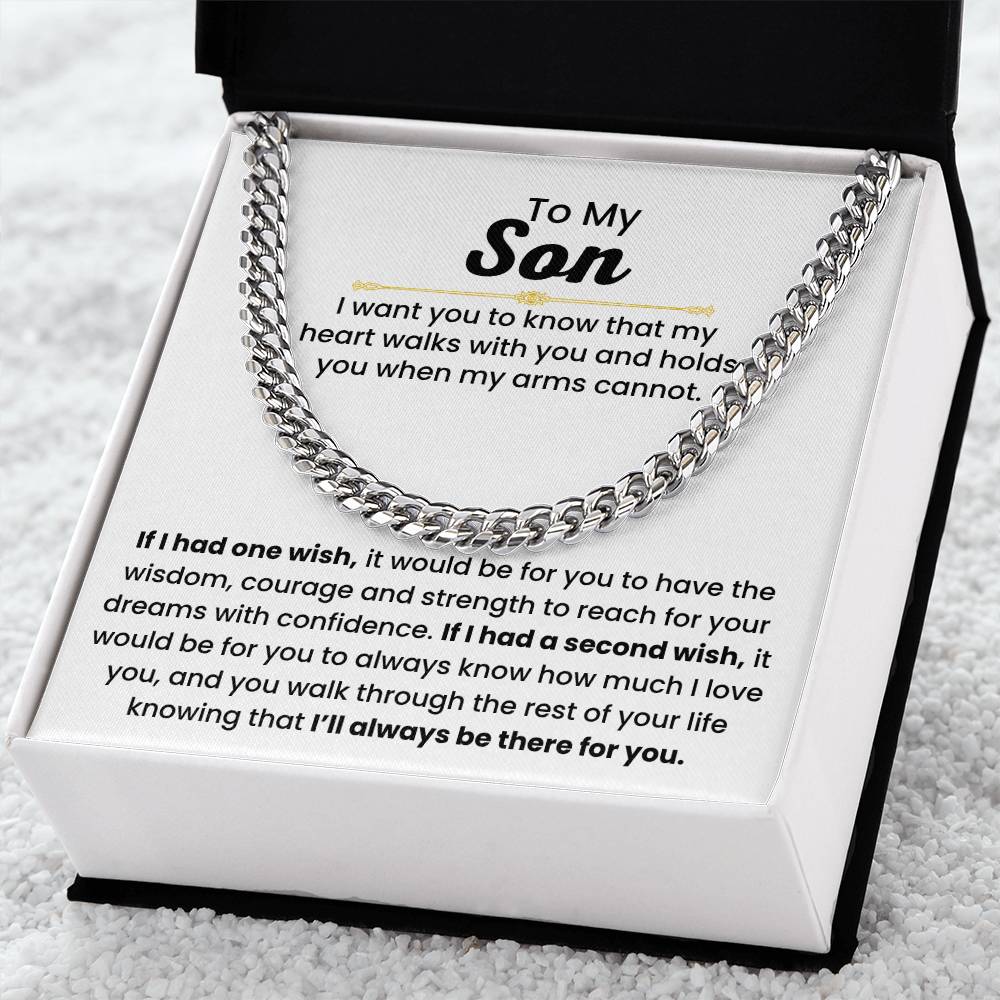 To My Son - If I had one wish - Cuban Link Chain - Gift for Son