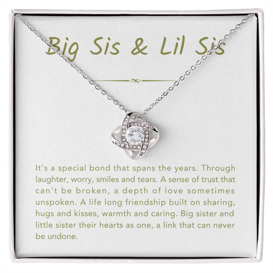 Big Sis & Lil Sis Necklace - It's a special bond that spans the years - Gift for Sisters - Love Knot Necklace