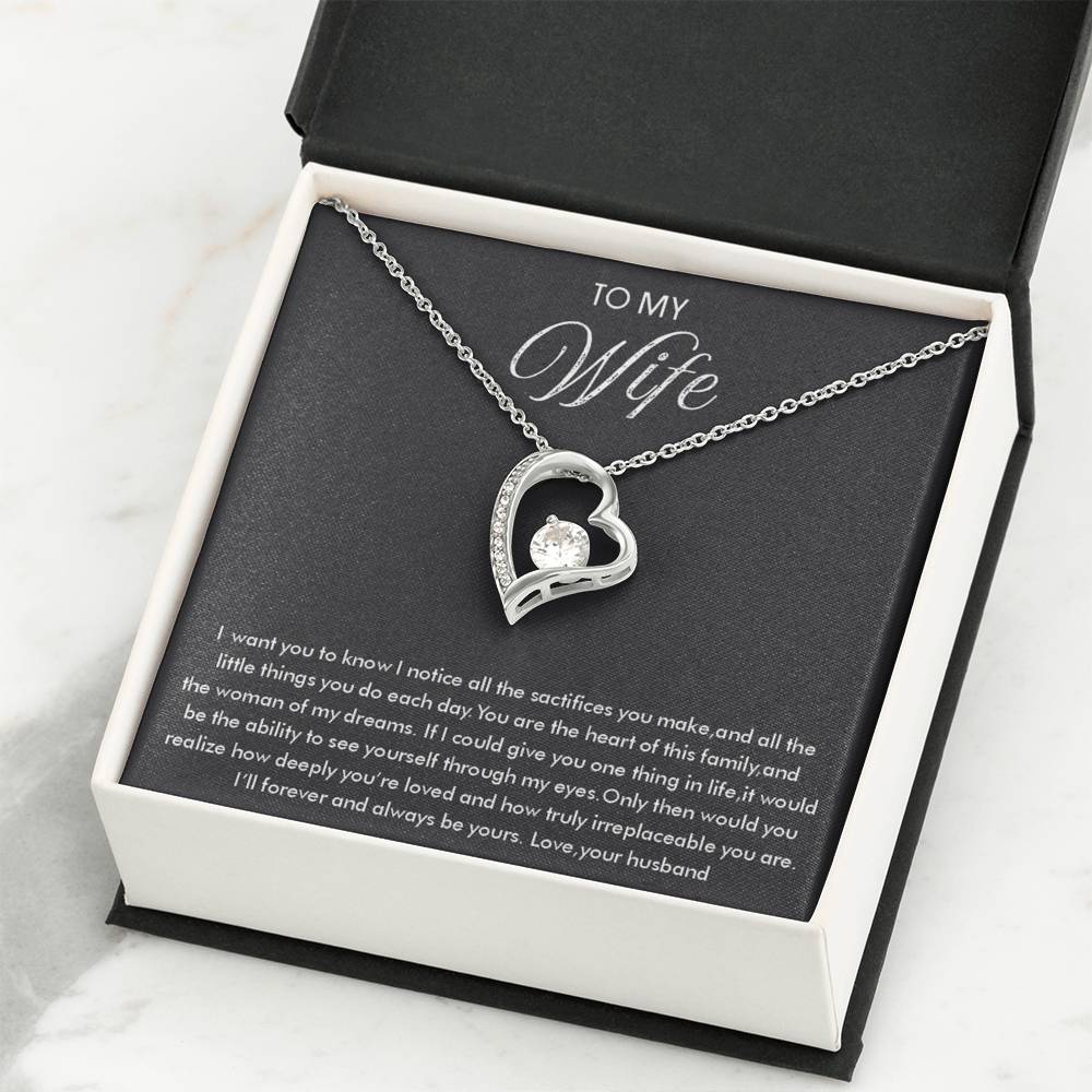 To My Wife Necklace - Beautiful Wife Jewelry Gift for Birthday, Valentine’s Day & Special Romantic Moments - Forever Love Necklace