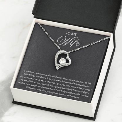 To My Wife Necklace - Beautiful Wife Jewelry Gift for Birthday, Valentine’s Day & Special Romantic Moments - Forever Love Necklace
