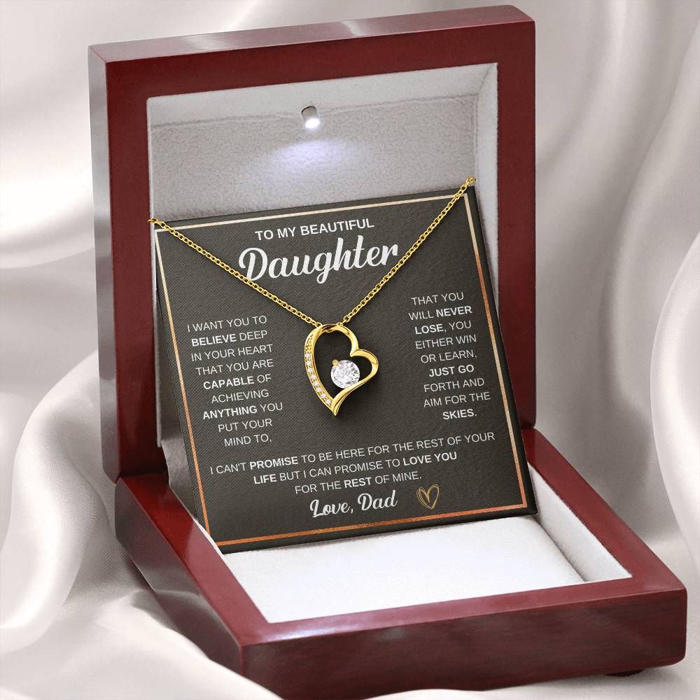 To My Daughter Necklace – Daughter Christmas Graduation Jewelry Gift – Forever Love Necklace