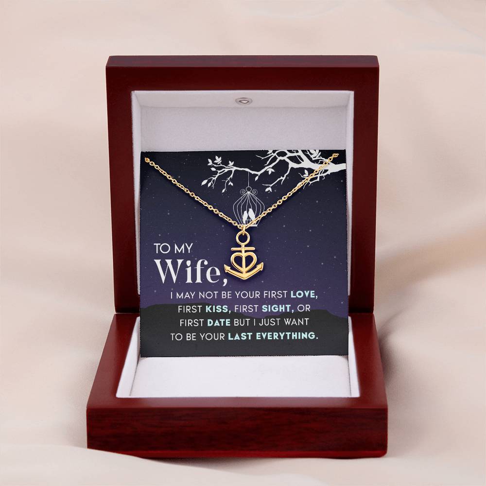 To My Wife Necklace - Emotional Husband to Wife Love Jewelry for Birthday, Valentine’s Day & Annual Celebrations - Anchor Pendant Necklace