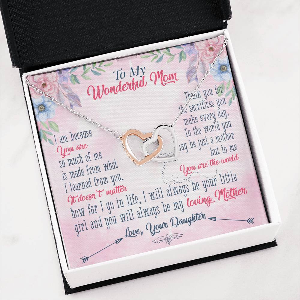 To My Daughter Necklace - Sentimental Birthday Gift from Mom - Interlocking Hearts Necklace