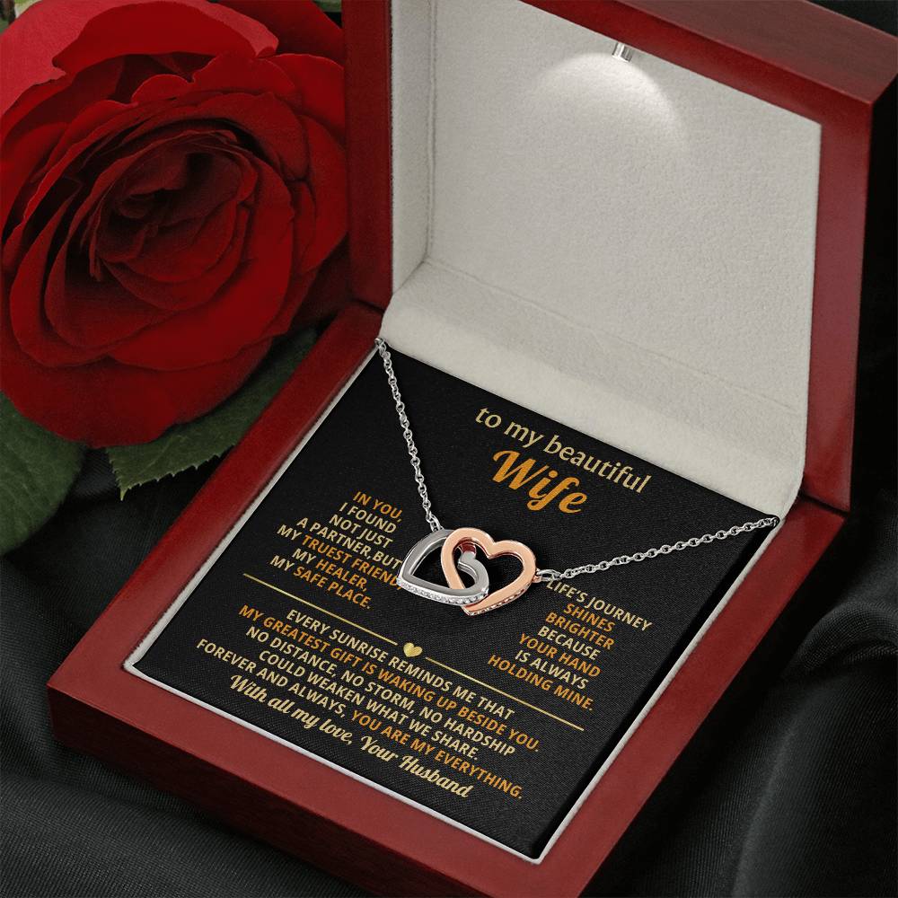 Thoughtful Romantic Wife Gift - Jewelry from Husband for Any Occasion - Interlocking Hearts Necklace